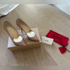 Christian Louboutin Nude pigalle follies 100 patent nude 39.5. Full set